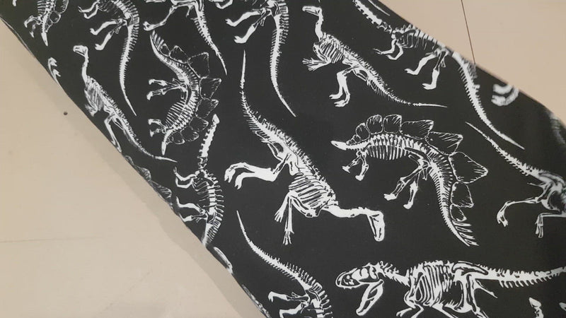 Dinosaur FLANNEL on Black Fabric, Dinosaur Flannel - Fabric Design Treasures