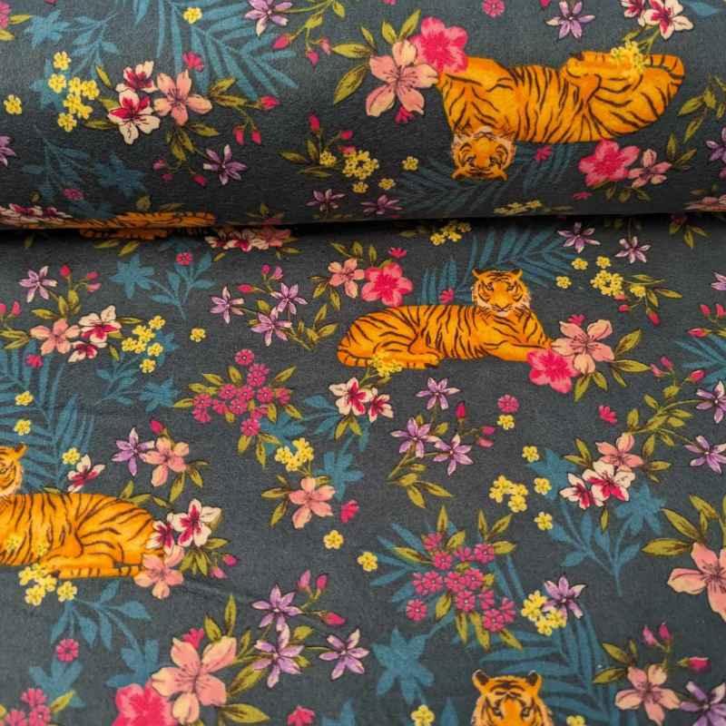 Floral and Tiger Cozy Flannel by Whistler Studio - Oeko-Tex Certified