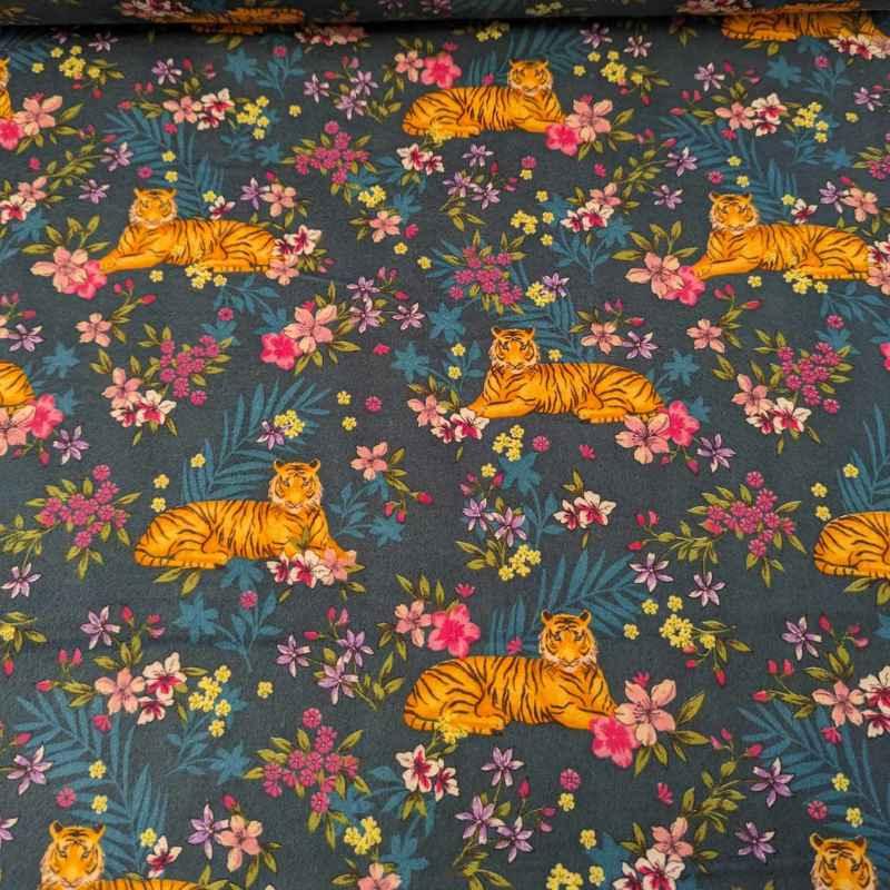 Floral and Tiger Cozy Flannel by Whistler Studio - Oeko-Tex Certified