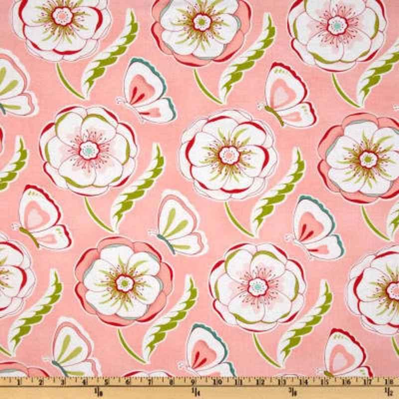 Floral Fabric, Bella Butterfly Butterflies & Blossoms Pink