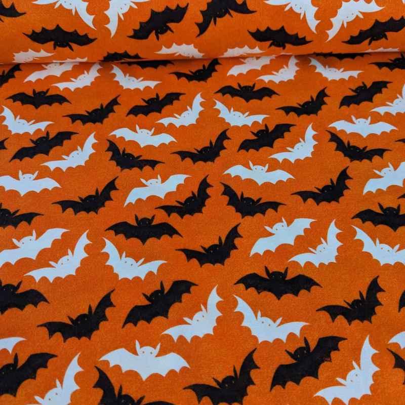 Flying Bats Glow in the Dark Flannel Fabric Halloween