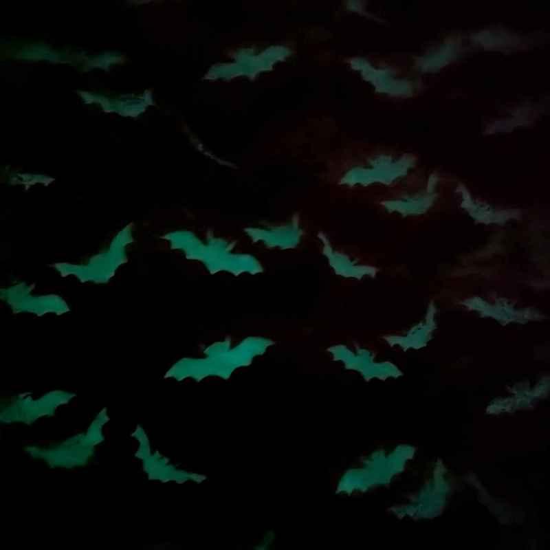 Flying Bats Glow in the Dark Flannel Fabric Halloween