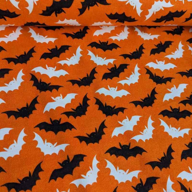 Flying Bats Glow in the Dark Flannel Fabric Halloween