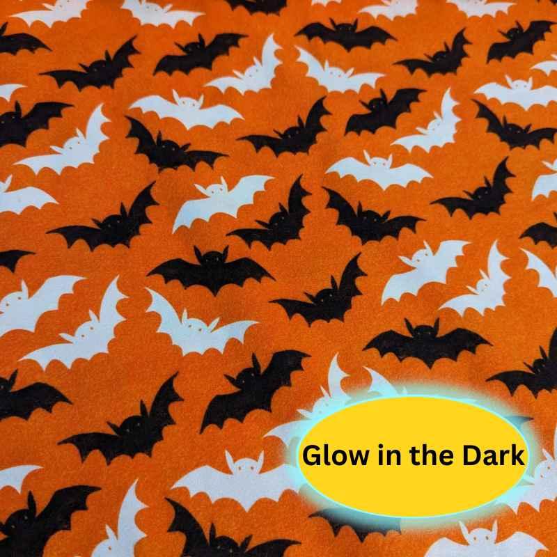 Flying Bats Glow in the Dark Flannel Fabric Halloween