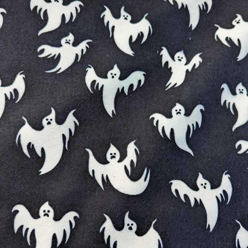 Flying Ghost Glow in the Dark Flannel Fabric Halloween