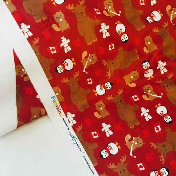 Funkins Canadian Critters Red Pine Minky 1/2 Yard