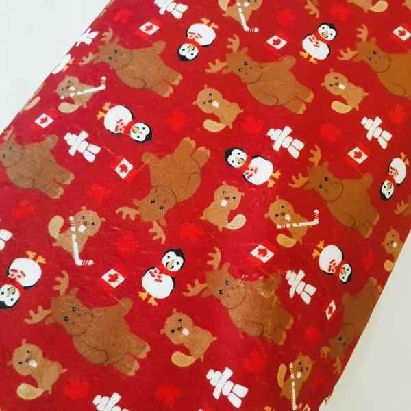 Funkins Canadian Critters Red Pine Minky 1/2 Yard