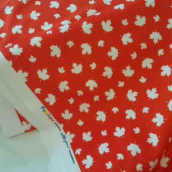 Funkins Canadian Maple Leaf Red Pine Minky 1/2 Yard