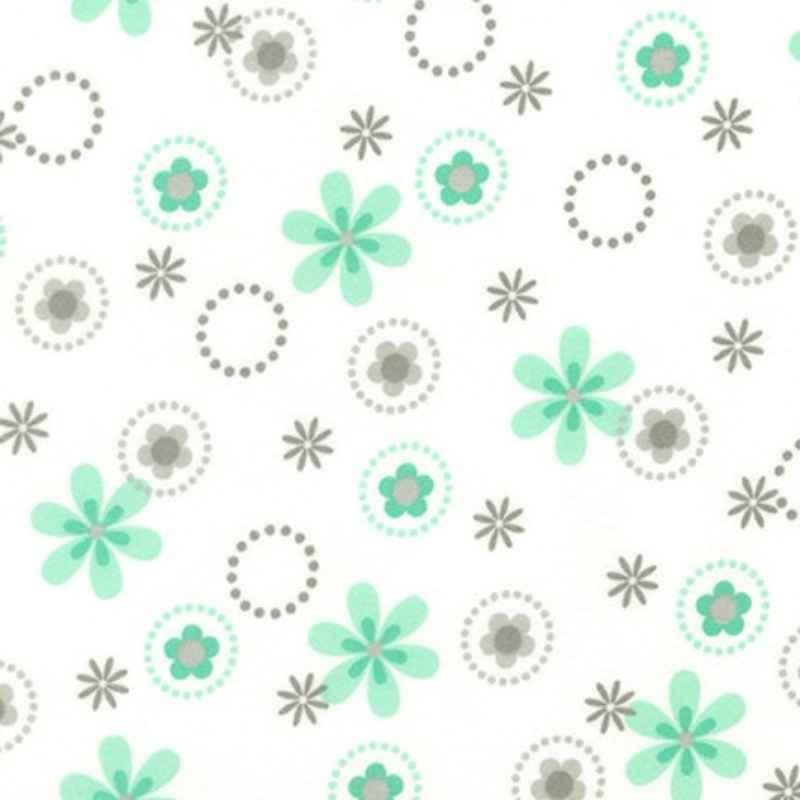 Geometric Floral in Green and Grey, Cozy Cotton Flannel