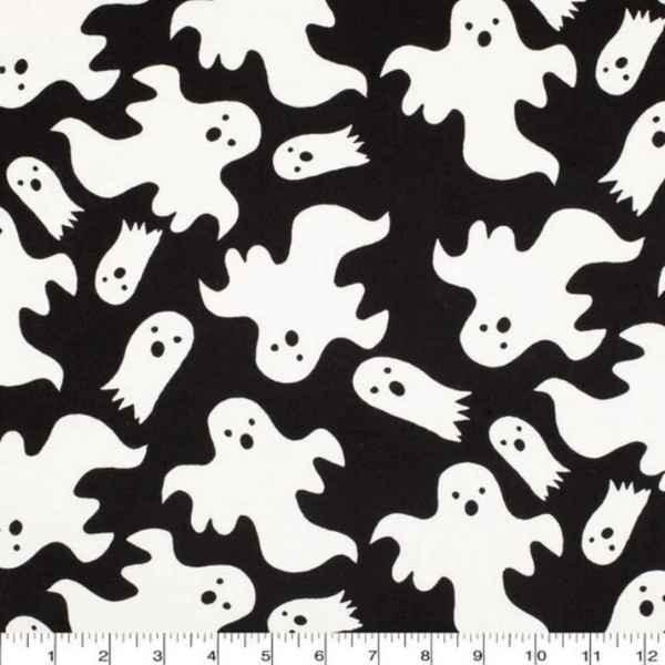 Ghost Glow in the Dark Flannel Fabric Halloween Fabric