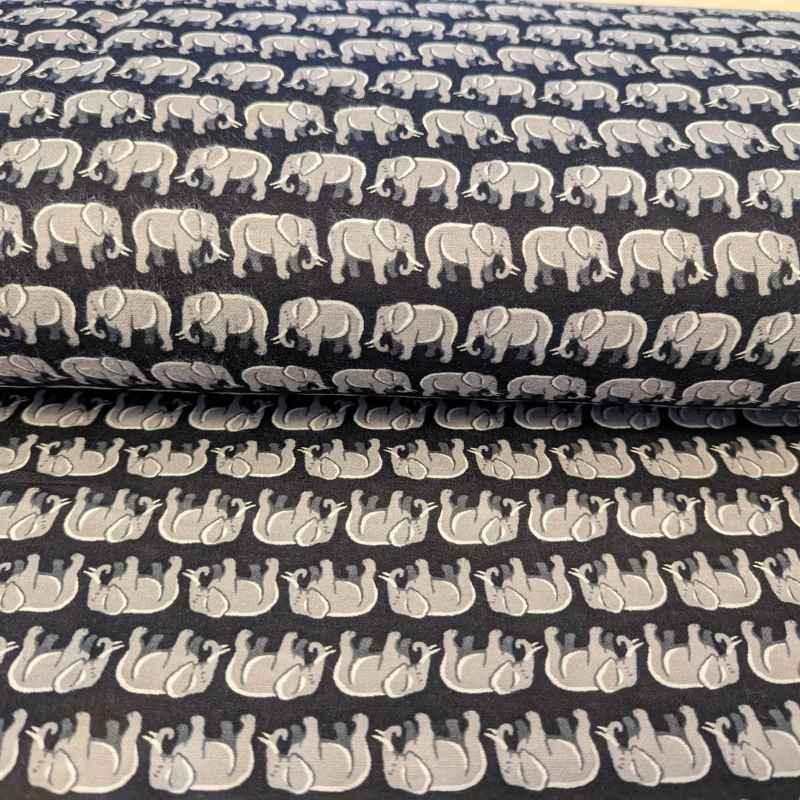 Grey Elephant FLANNEL on light Black flannel