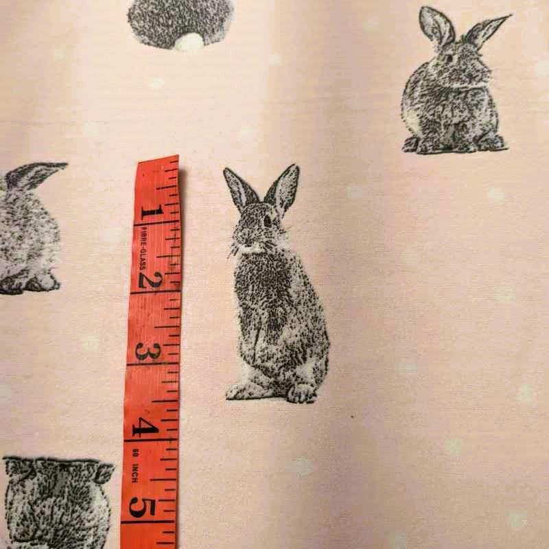 Grey Rabbit FLANNEL with white Polka dot on Pink