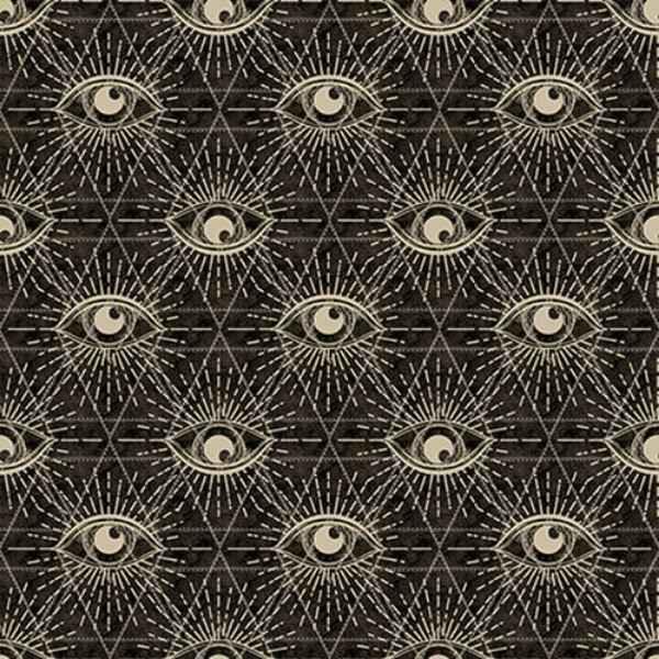 Halloween Eyes Fabric on Black Deja Boo Collection