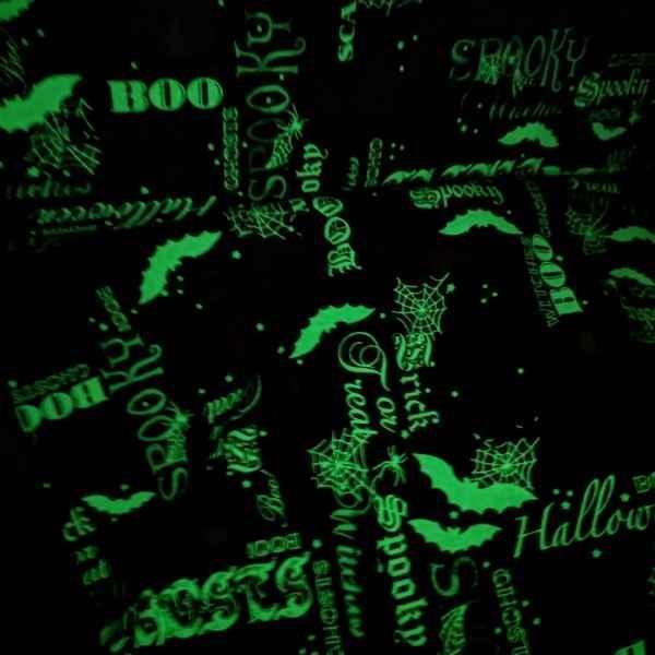 Halloween Fabric Glow in the Dark Fabric with Text