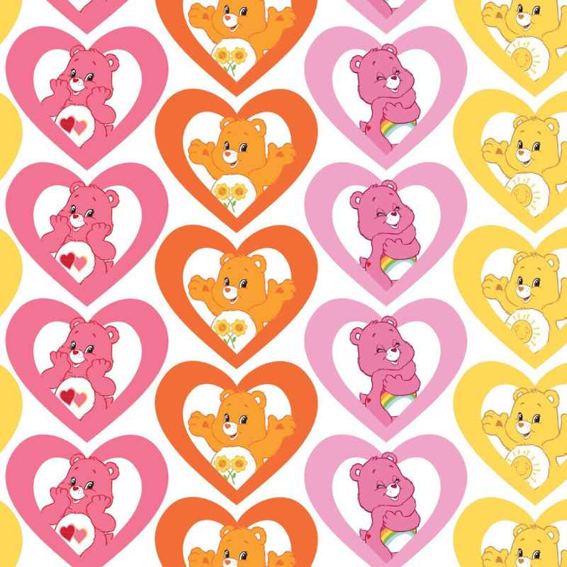 Hearts Care Bear on White, Licensed, Camelot Fabrics | Fabric Design Treasures