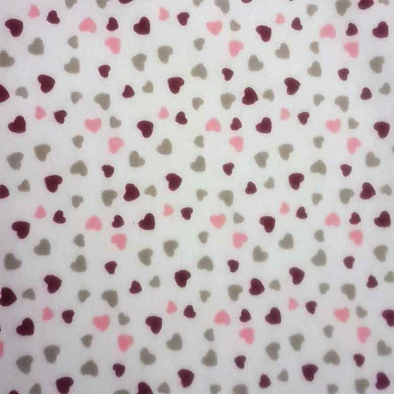 Hearts FLANNEL in Burgundy, Grey and Pink | Fabric Design Treasures