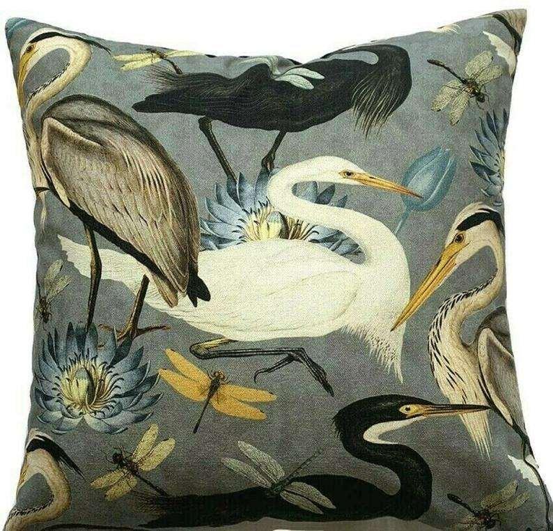 Heron, Dragonflies Italian Velvet Digitally Printed