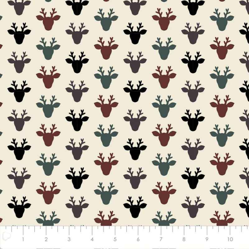 Hudson Deer FLANNEL on Cream | Fabric Design Treasures