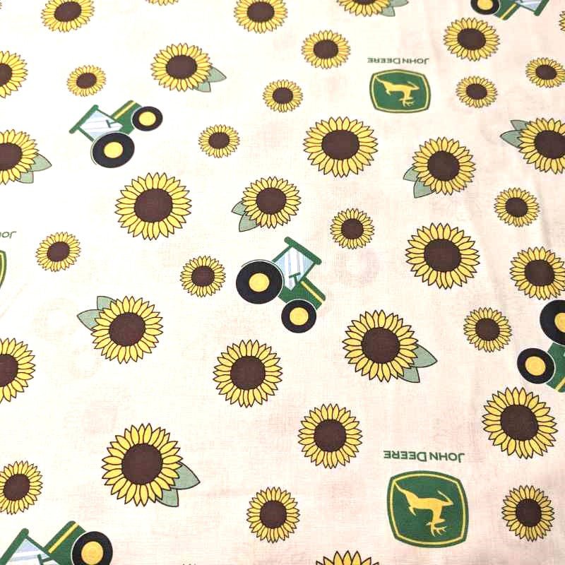 John Deere Sunflower Tractor Toss in Cream by Springs Creative