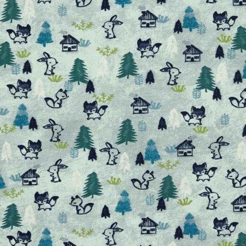 KNIT, Woodland Animals - Blue Gots Certified Organic Cotton