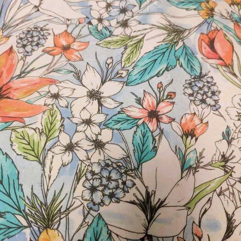 Large Floral FLANNEL in pastel | Fabric Design Treasures