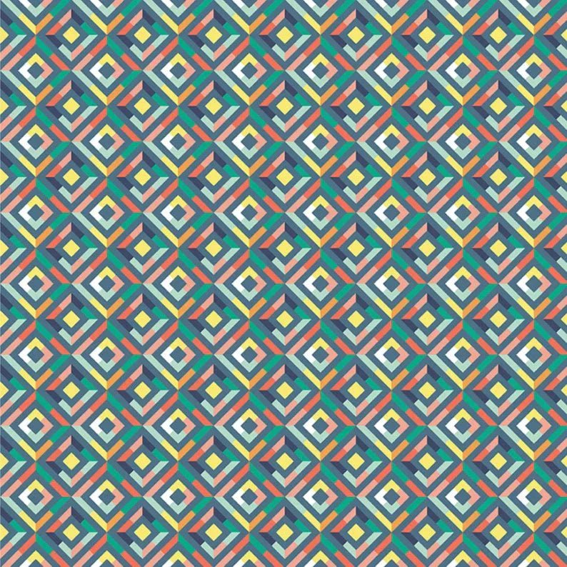 Multi-Coloured Kaleidoscope on Blue