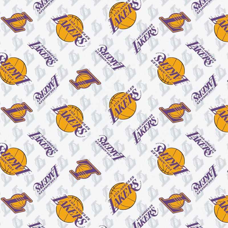 NBA - L.A. Lakers on White Cotton | Fabric Design Treasures