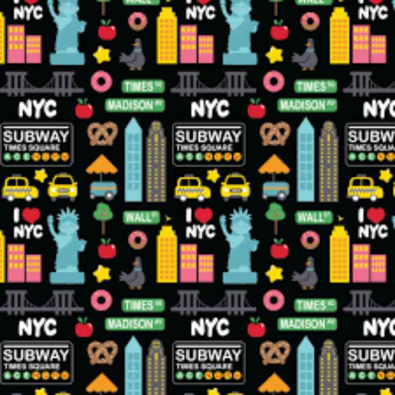 New York Minute - In a NY Minute Collection, Black | Fabric Design Treasures