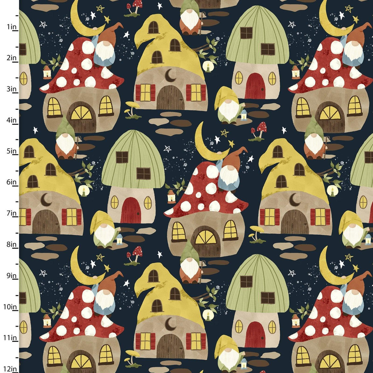 Night Gnomes, You Light My Way Gnome, 3 Wishes Digitally Printed | Fabric Design Treasures