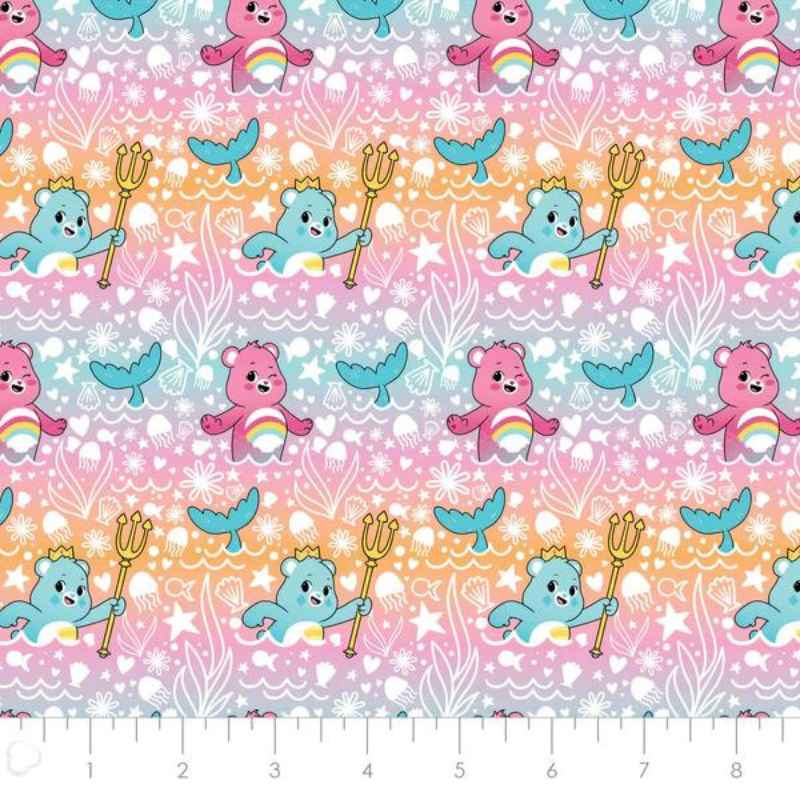 Ocean Doodle Care Bears Mer Bears Pink | Fabric Design Treasures