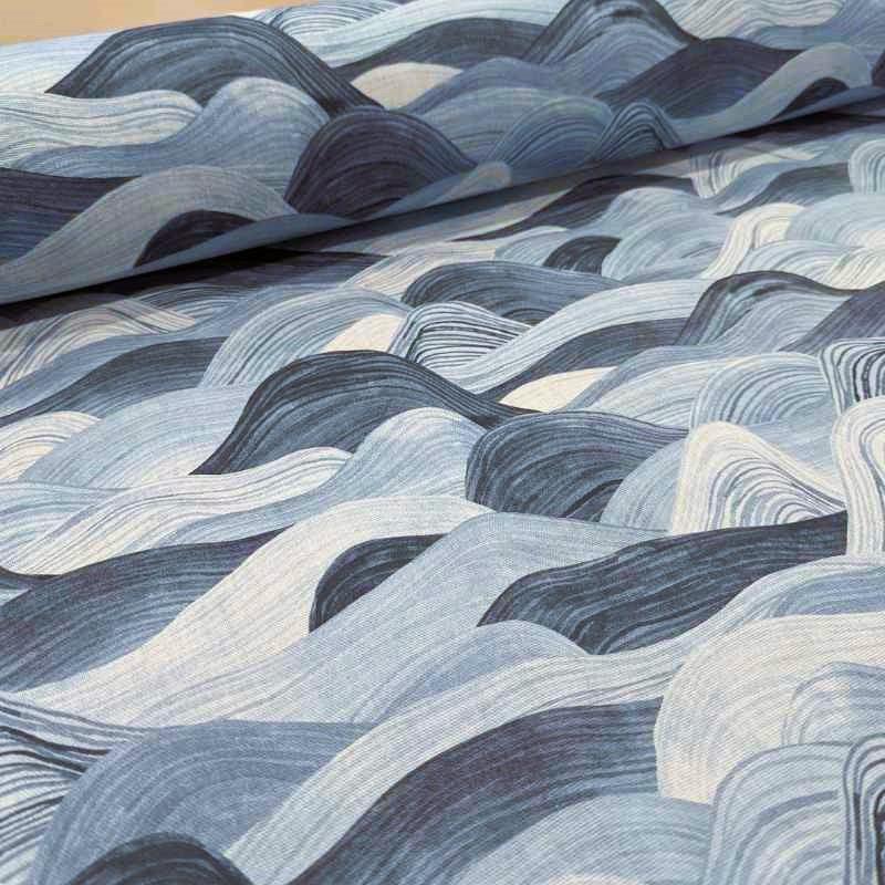 Ocean Waves Cotton Canvas Fabric | Fabric Design Treasures