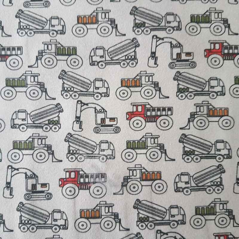 Oeko-Tex Jersey Knit Construction Vehicle Traffic in Grey | Fabric Design Treasures