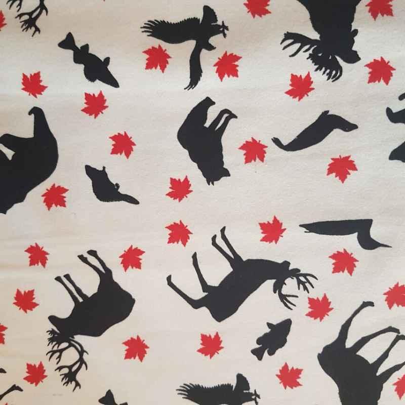 Oh Canada FLANNEL, Moose, Beaver, Eagle, Fish, Maple Leaf | Fabric Design Treasures