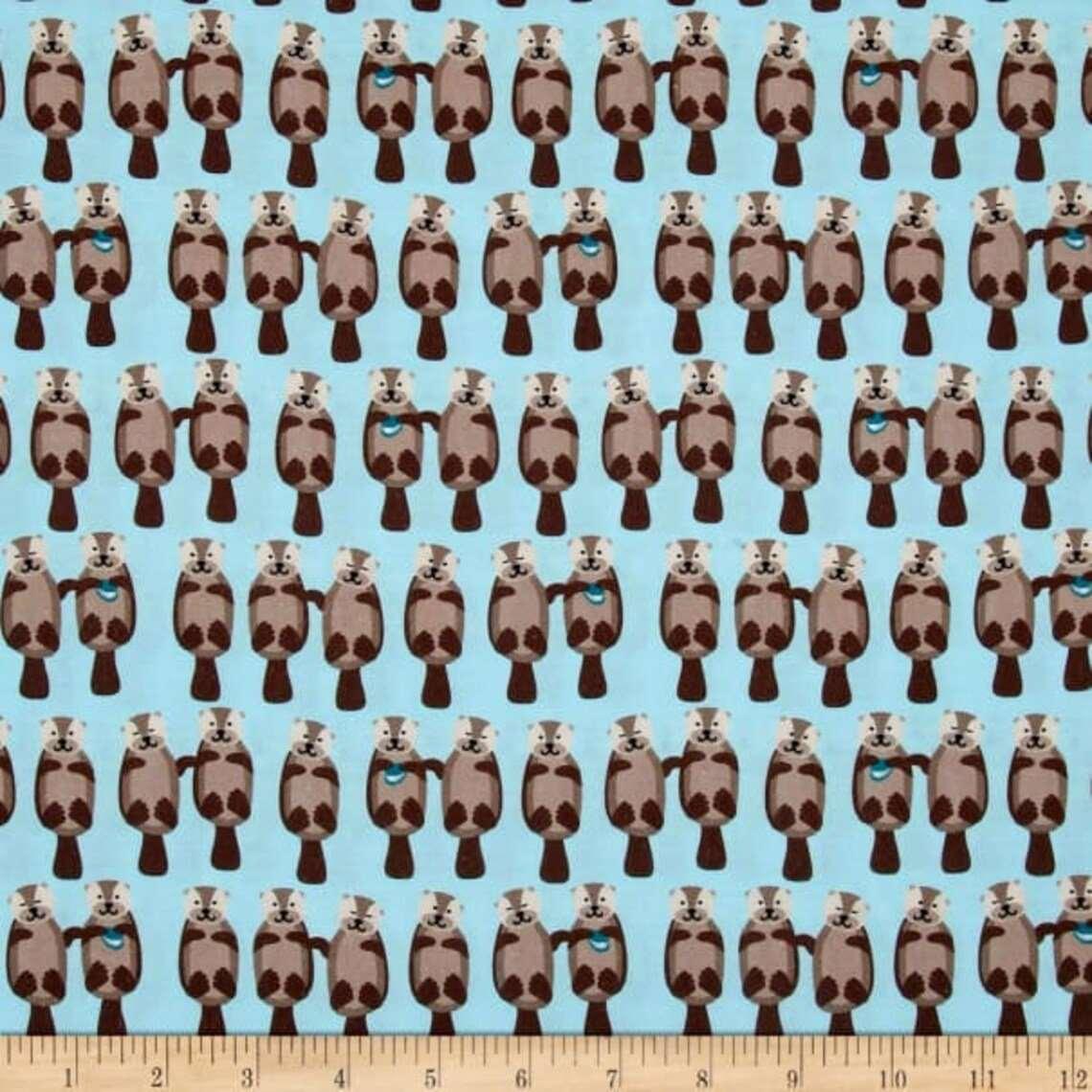 Otter Fabric Light Blue Digital Print | Fabric Design Treasures