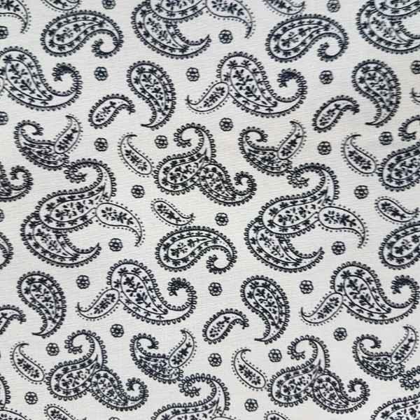 Paisley Fabric, Santee Print, Black or White Paisley Fabric | Fabric Design Treasures