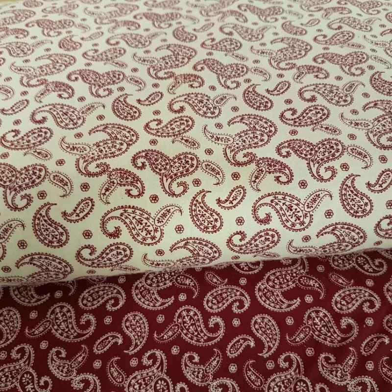 Paisley Fabric, Santee Print, Burgundy or Cream Paisley Fabric | Fabric Design Treasures