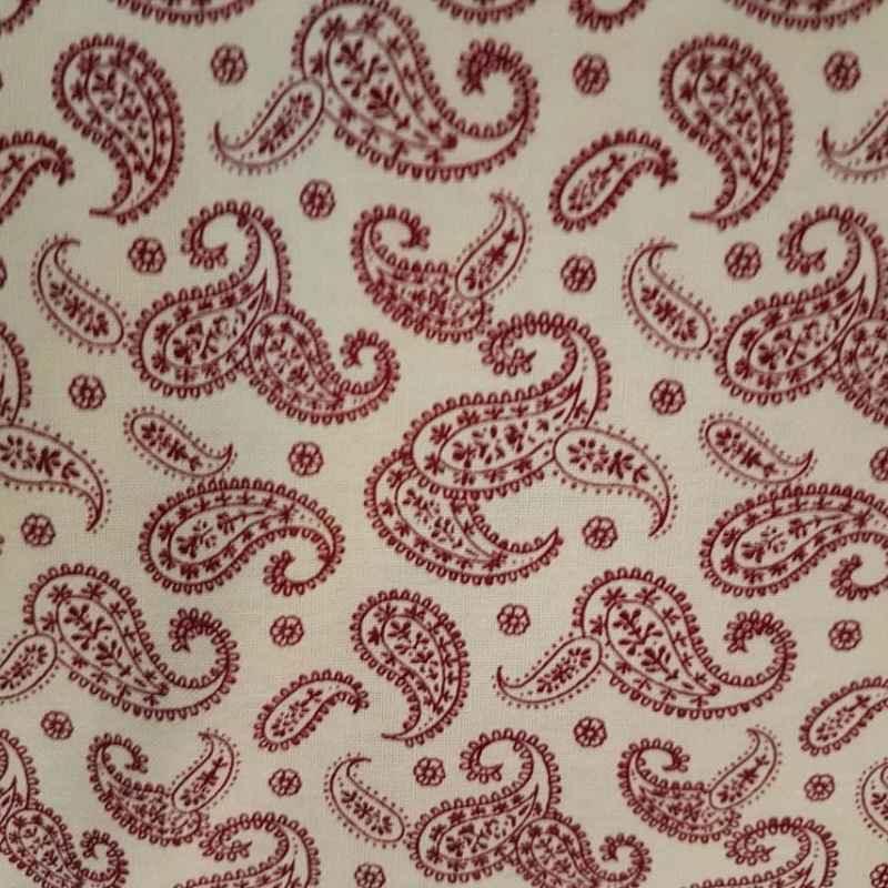 Paisley Fabric, Santee Print, Burgundy or Cream Paisley Fabric | Fabric Design Treasures