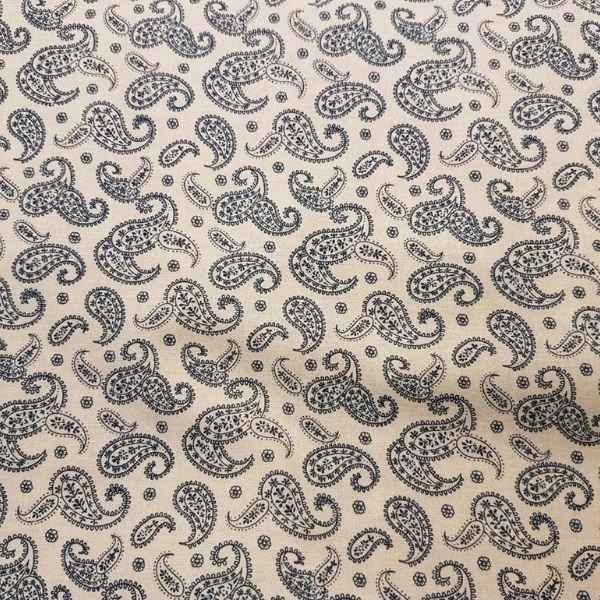 Paisley Fabric, Santee Print, Navy or White Paisley Fabric | Fabric Design Treasures