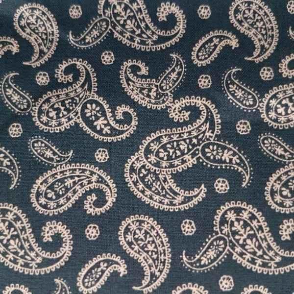 Paisley Fabric, Santee Print, Navy or White Paisley Fabric | Fabric Design Treasures