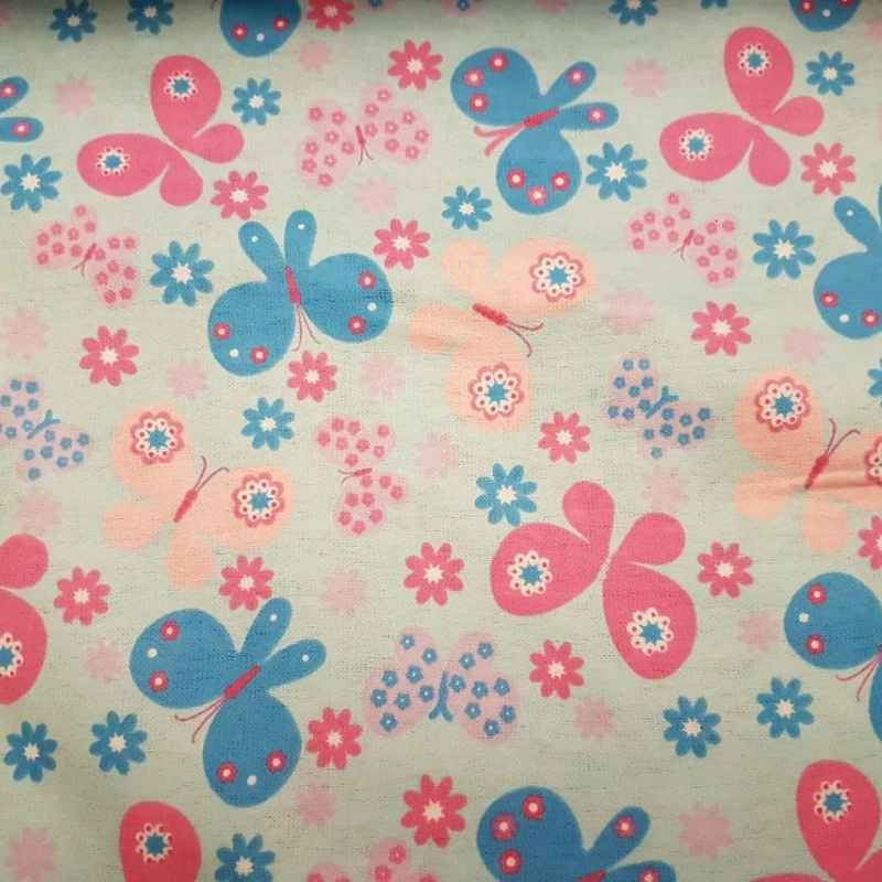 Pastel Butterfly FLANNEL on Light Blue | Fabric Design Treasures