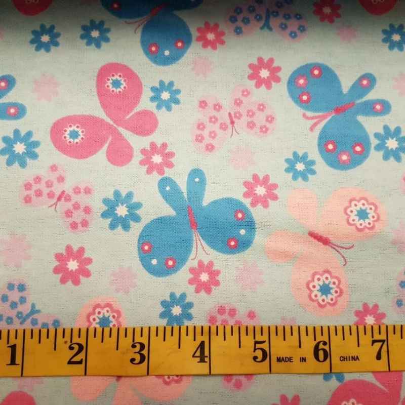 Pastel Butterfly FLANNEL on Light Blue | Fabric Design Treasures