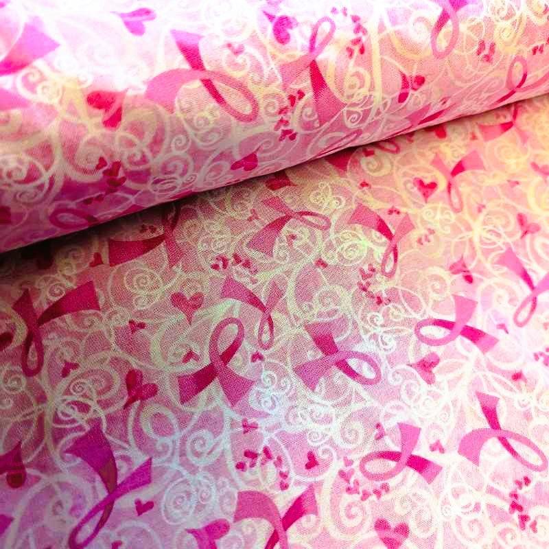 Pink Ribbon Breast Cancer Cotton Fabric | Fabric Design Treasures