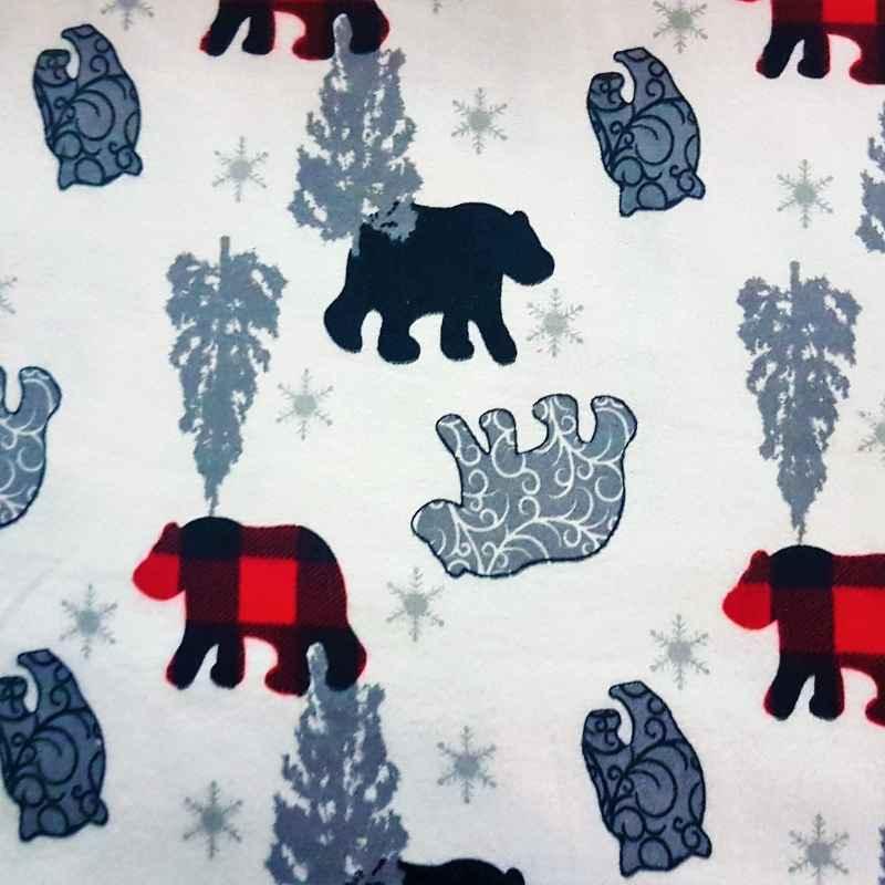 Polar Bear Flannel Fabric on White FLANNEL fabric | Fabric Design Treasures