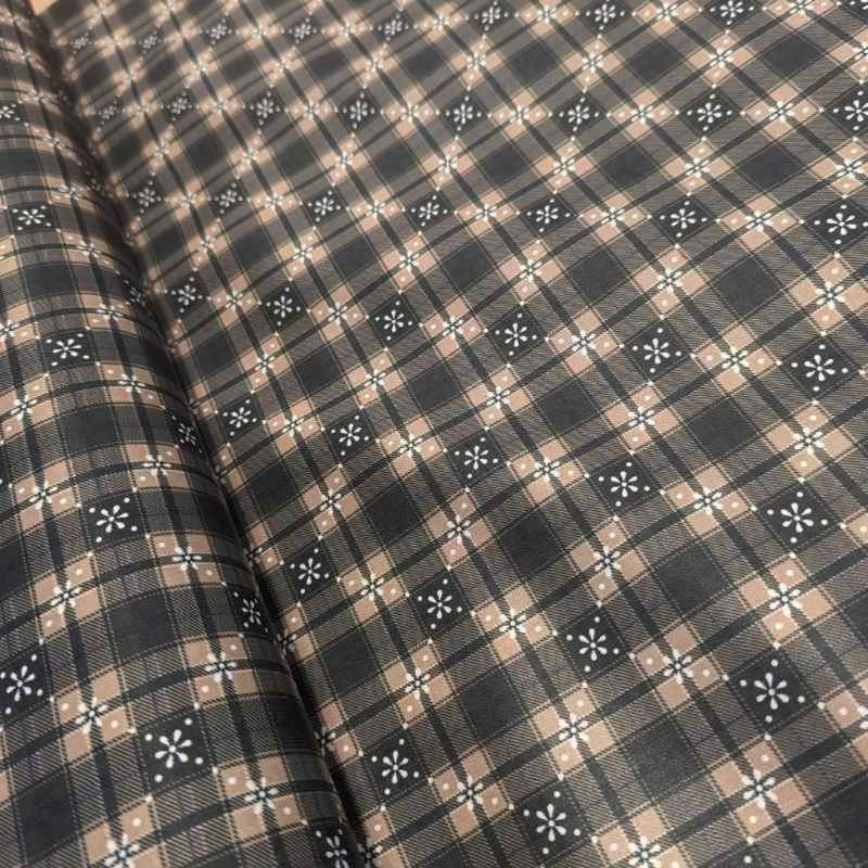 Printed Tartan Plaid in Navy Blue and Grey Laminated PUL Fabric | Fabric Design Treasures