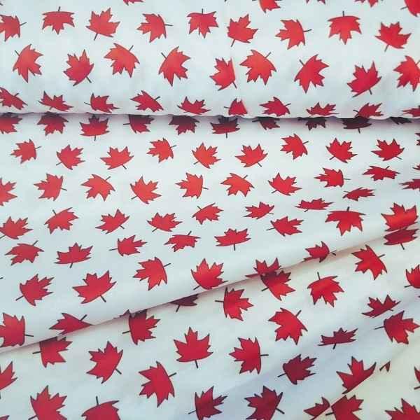 PUL Fabric Canada Red Maple Leaf Laminated Waterproof | Fabric Design Treasures