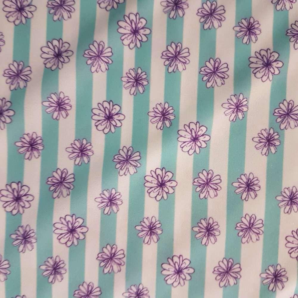 PUL Fabric, Diaper Waterproof Laminate fabric, Daisy on Pinstripes | Fabric Design Treasures