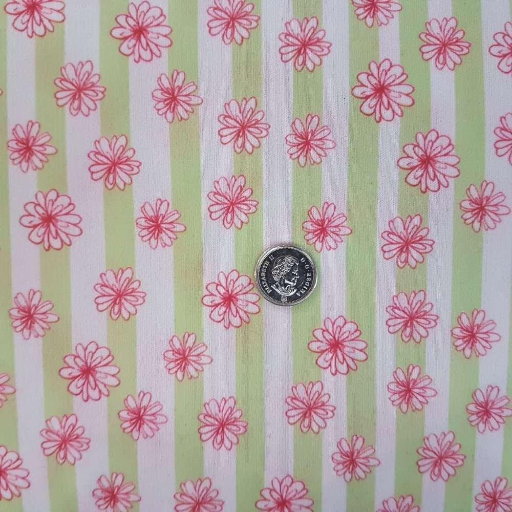 PUL Fabric, Diaper Waterproof Laminate fabric, Daisy on Pinstripes | Fabric Design Treasures