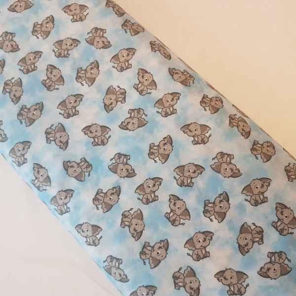 PUL fabric, Elephant Waterproof Laminated fabric Blue | Fabric Design Treasures