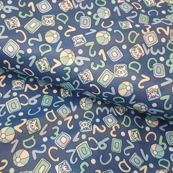 PUL Fabric Numbers Laminated Waterproof Fabric Navy | Fabric Design Treasures