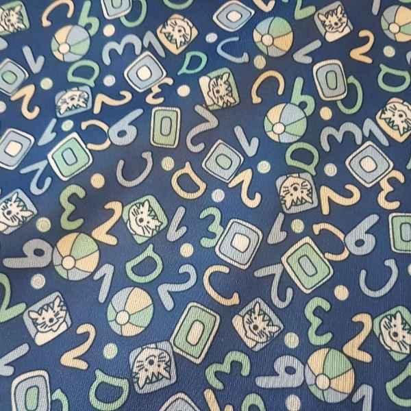 PUL Fabric Numbers Laminated Waterproof Fabric Navy | Fabric Design Treasures